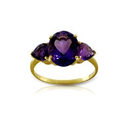 Genuine 4 ctw Amethyst Ring 14KT Yellow Gold - REF-38T5A