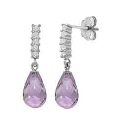 Genuine 4.65 ctw Amethyst & Diamond Earrings 14KT White Gold - REF-36X2M