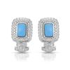 Image 1 : Natural 1.23 CTW Turquoise & Diamond Earrings 14K White Gold - REF-74X7T