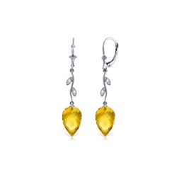 Genuine 19.02 ctw Citrine & Diamond Earrings 14KT White Gold - REF-51P9H