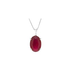 Genuine 7.7 ctw Ruby Necklace 14KT White Gold - REF-70N6R