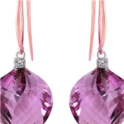 Genuine 21.6 ctw Amethyst & Diamond Earrings 14KT Rose Gold - REF-49Y8F