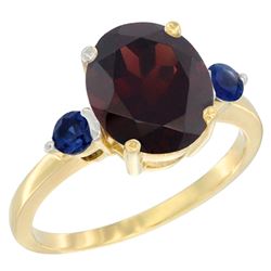 2.64 CTW Garnet & Blue Sapphire Ring 10K Yellow Gold - REF-27K3W