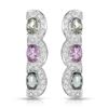 Image 1 : Natural 3.86 CTW Multi-Sapphire & Diamond Earrings 14K White Gold - REF-101M7F