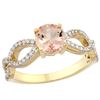 Image 1 : 0.95 CTW Morganite & Diamond Ring 14K Yellow Gold - REF-53K3W