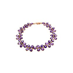 Genuine 20.7 ctw Amethyst Bracelet 14KT Rose Gold - REF-142N9R