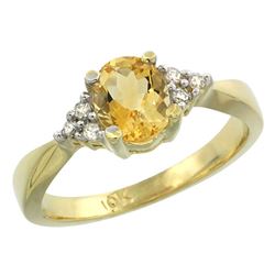 1.06 CTW Citrine & Diamond Ring 10K Yellow Gold - REF-28M4K