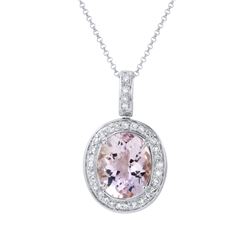 Natural 5.44 CTW Amethyst & Diamond Necklace AMETHYST 14K Gold - REF-96W3H