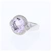 Image 1 : Natural 5.71 CTW Amethyst & Diamond Ring 18K White Gold - REF-86F4M