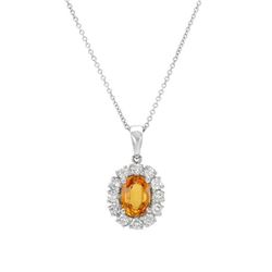 Natural 2.21 CTW Sapphire & Diamond Necklace 14K White Gold - REF-79K2R