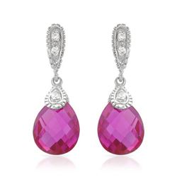 Natural 7.50 CTW Pink Sapphire & Diamond Earrings 14K White Gold - REF-36K2R