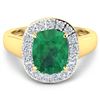 Image 3 : Natural 3.01 CTW Zambian Emerald & Diamond Ring 14K Yellow Gold - REF-147K3W