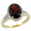 Image 1 : 2.60 CTW Garnet & Diamond Ring 10K Yellow Gold - REF-49Y5V