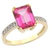 Image 1 : 3.70 CTW Pink Topaz & Diamond Ring 10K Yellow Gold - REF-32W2F