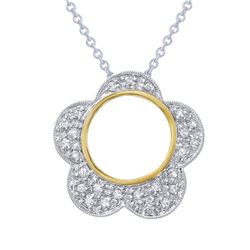 Natural 0.19 CTW Diamond Necklace 14K Two Tone Yellow Gold - REF-45N2Y