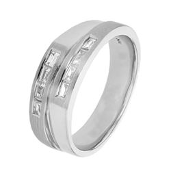 Natural 0.43 CTW Baguette Ring 14K White Gold - REF-120K6R