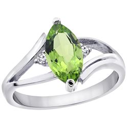 1.14 CTW Peridot & Diamond Ring 10K White Gold - REF-23F2N