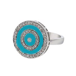 Natural 1.17 CTW Turquoise & Diamond Ring W=16MM 14K Gold - REF-93F6M