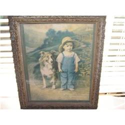 Antique Picture Entitled Pals Depicts a  Boy #1277515