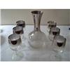 Image 1 : Vintage Silver Lusterware Decanter and 6 Wines #1277551