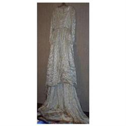 1930"s-40"s Silk Satin Brocade Wedding Gown #1277567