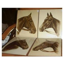  Wallace signed  4 Horse  Lithographs in Sepia #1277572