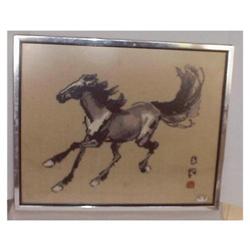 Chinese Horse Framed Needlepoint #1277581