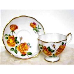 Queen Anne Tea Cup & Saucer Yellow Roses #1278266