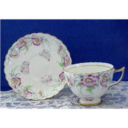 English Hand Pntd. Cup & Saucer POPPY #1278273