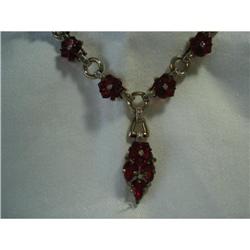 Trifari Red Flower Necklace Pat Pend Attributed#1278466