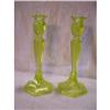 Image 1 : Pair of Vaseline Glass Candlesticks #1278562