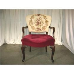  Nice Old Needlepoint Accent Arm Chair-Burgundy#1286048