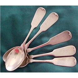 5 Plain Tip by Whiting Coin Silver Spoons #1286191