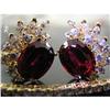 Image 1 : RHJ Rich Synthetic Ruby & CZ Oval Earrings  #1304851