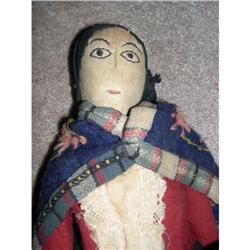 Early Cloth doll material hair in braids #1305255