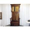 Image 1 : Tiger Oak Hall Tree- Mirror- Bench Seat #1305386