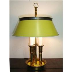 VINTAGE BRASS AND MUSTARD TOLE LAMP #1305389