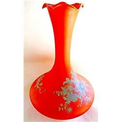  Norleans Vase Satin Orange Italy Floral  #1305425