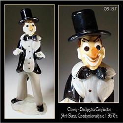 CZECH VINTAGE ART GLASS CLOWN CONDUCTOR #1305554