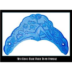 2 CZECH DECO VANITY TRAY BLUE FEMALE HANDLES #1305555