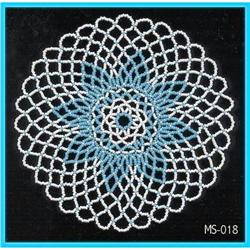 2 VINTAGE BLUE & WHITE BEADED DOILIES c.1930 #1305598