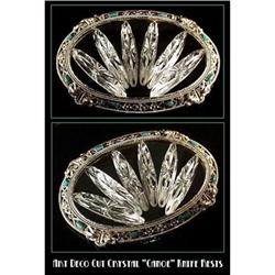 (6) ART DECO CUT CRYSTAL "CANOE" KNIFE RESTS #1305603