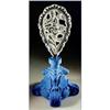 Image 1 : CZECH LAPIS COLOR GLASS PERFUME BOTTLE CHERUBS #1305660