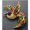 Image 1 : SIGNED ENAMELED TROPICAL BIRD BROOCH #1305793
