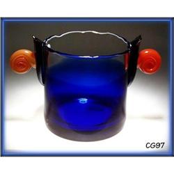 SIGNED CZECH ART GLASS "SNAILS" ICE BUCKET #1305797