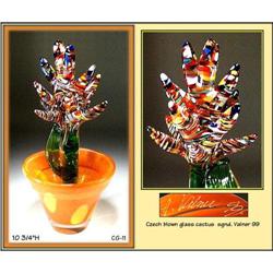 SIGNED CZECH DESIGNER STUDIO GLASS "CACTUS" #1305800