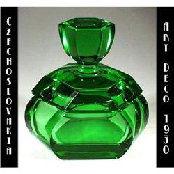 CZECH ART DECO LIDDED POWDER BOX 1930'S #1305806