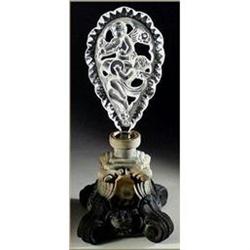 CZECH RARE OPAQUE GLASS PERFUME BOTTLE CHERUB #1305810