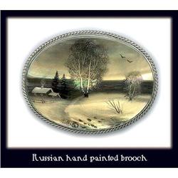 RUSSIAN HAND PAINTED SCENIC BROOCH CJ-27 #1305871