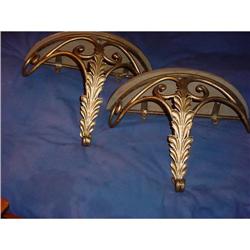 Sconces, wooden, gold & gray blue, pair #1310700